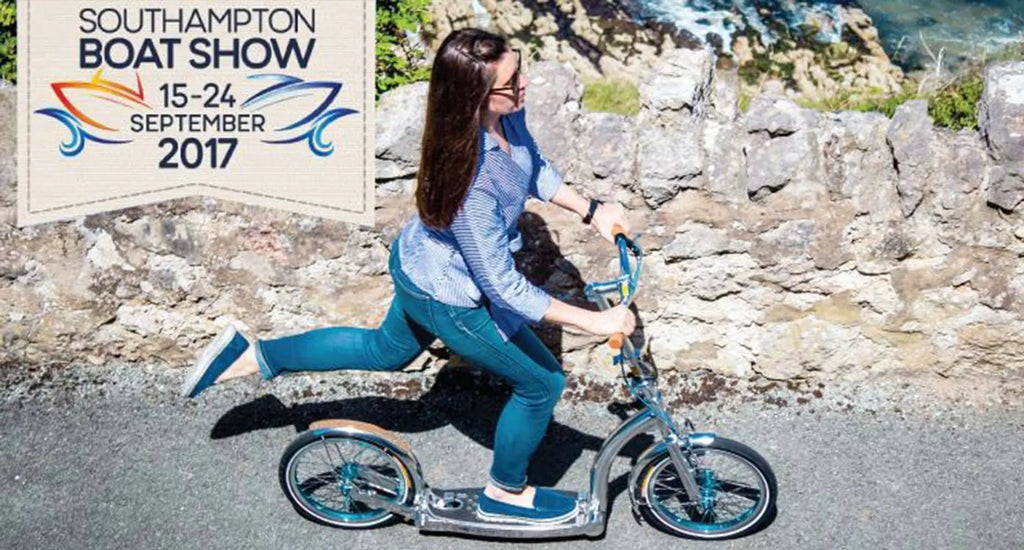 swifty scooters at boat show southampton, best adult scooter with big wheels