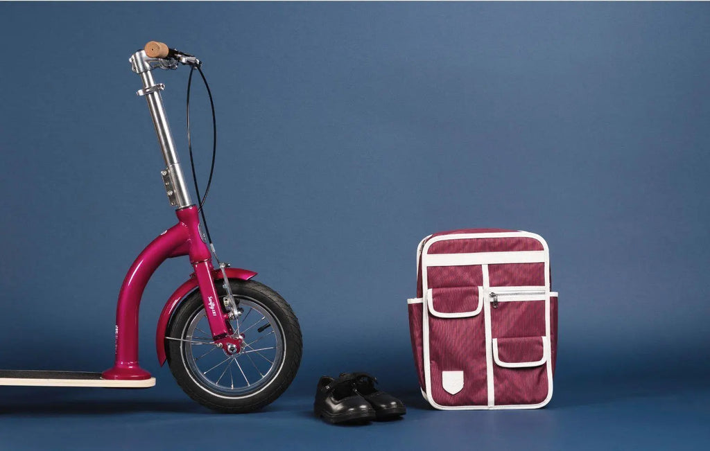 back to school big wheel kids scooter and backpack